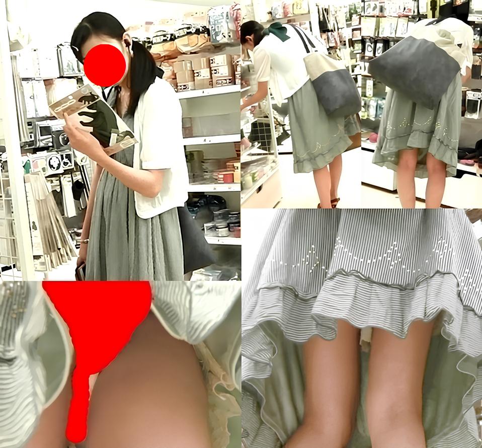 美脚で清楚な女の子!警戒心ゼロで何度も屈んでくれました